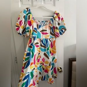 Tabitha Brown for Target multicolored printed dress with puff sleeves